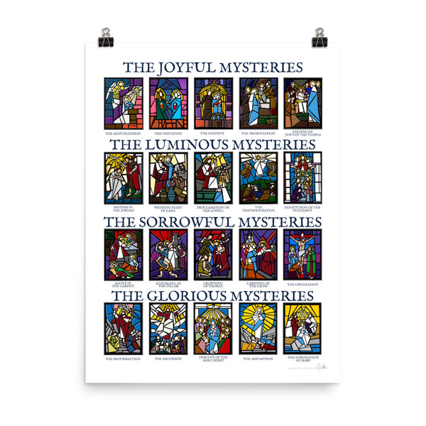 18x24 Mysteries of the Rosary Poster - Ready for Framing